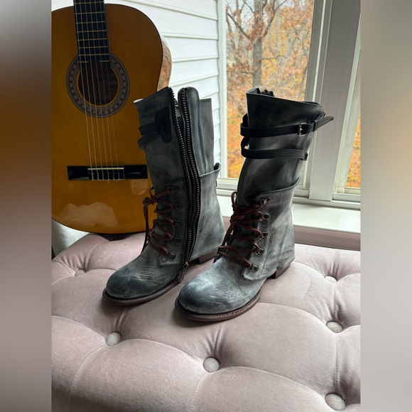 Freebird by Steven Distressed Gray Moto boots